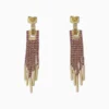 Aretes Largos De Oro Colgantes Fucsia