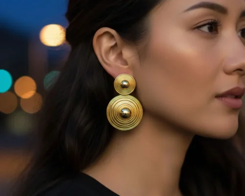 Aretes Largos De Oro Contemporaneos