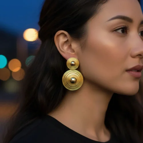 Aretes Largos De Oro Contemporaneos