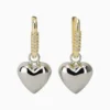 Aretes Largos De Oro Corazon Chunky