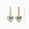 Aretes Largos De Oro Corazon Chunky