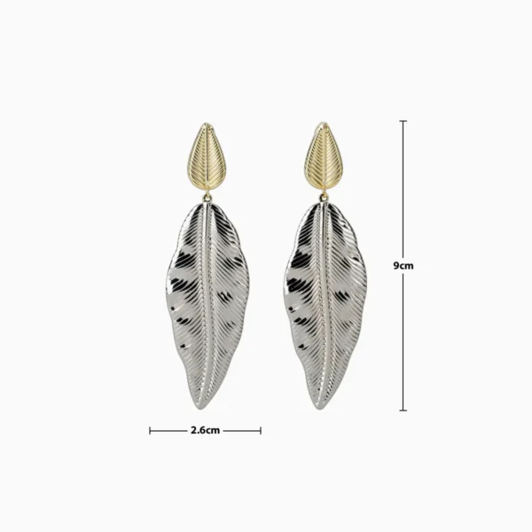 Aretes Largos De Oro Diseño De Hoja