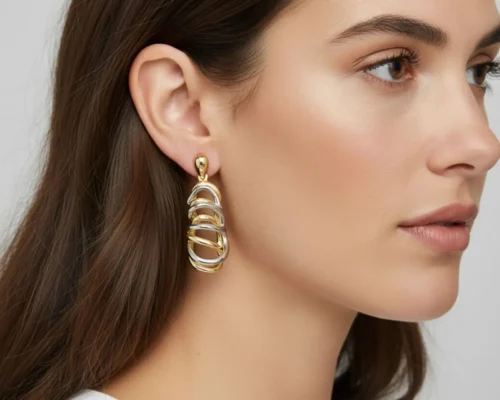 Aretes Largos De Oro Doble Color