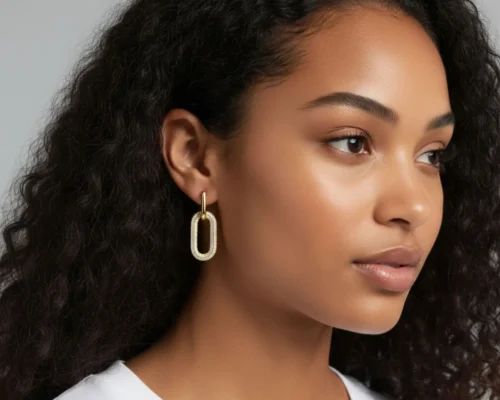 Aretes Largos De Oro Eslabones Brillantes