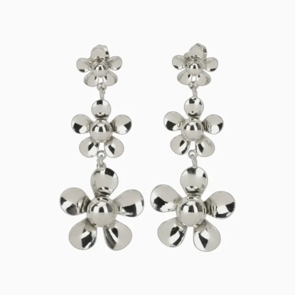 Aretes Largos De Oro Flores Colgantes Aretes Largos De Oro Flores Colgantes