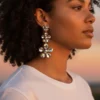 Aretes Largos De Oro Flores Colgantes Aretes Largos De Oro Flores Colgantes