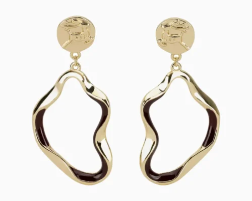 Aretes Largos De Oro Organico Dorado