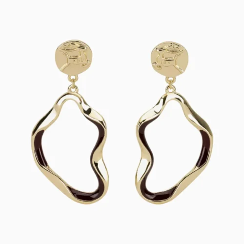 Aretes Largos De Oro Organico Dorado