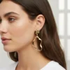 Aretes Largos De Oro Organico Dorado Aretes Largos De Oro Organico Dorado