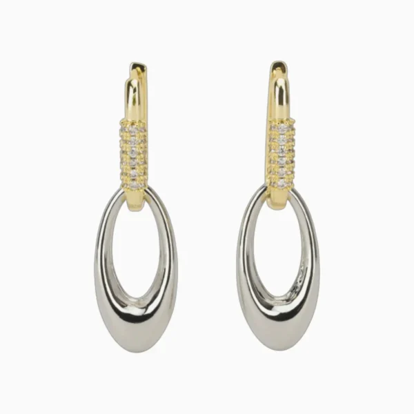 Aretes Largos De Oro Piedras Blancas