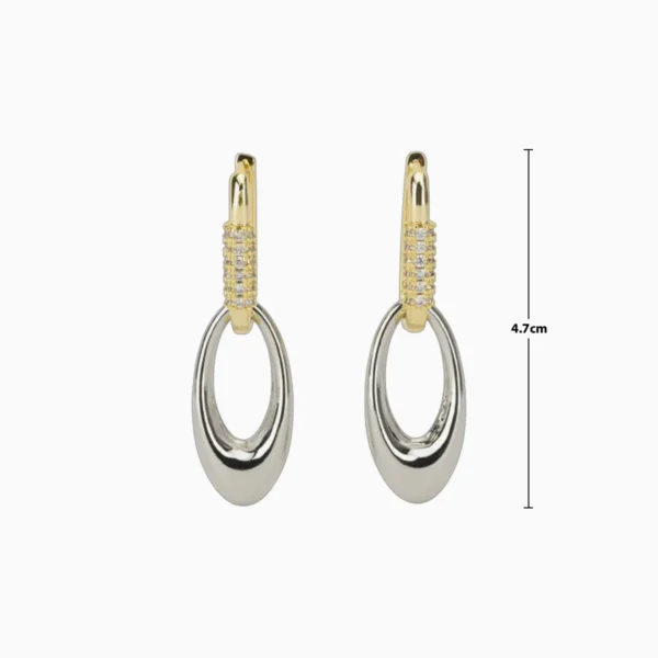 Aretes Largos De Oro Piedras Blancas