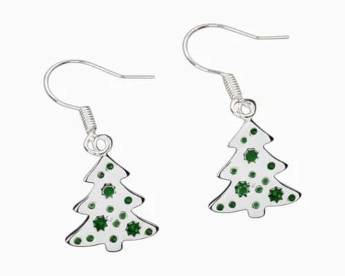 Aretes Largos De Plata Arbol Navideño