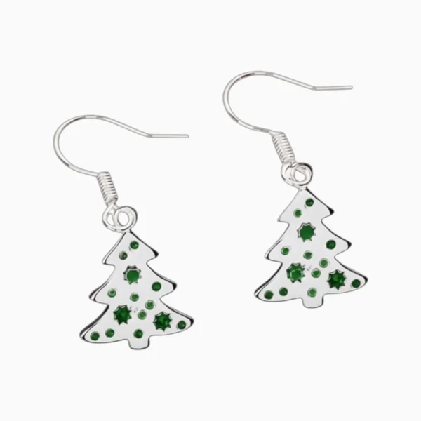 Aretes Largos De Plata Arbol Navideño