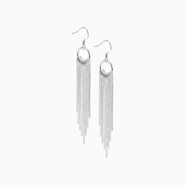 Aretes Largos De Plata Colgantes Plateados