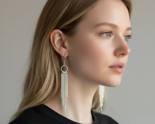 Aretes Largos De Plata Colgantes Plateados