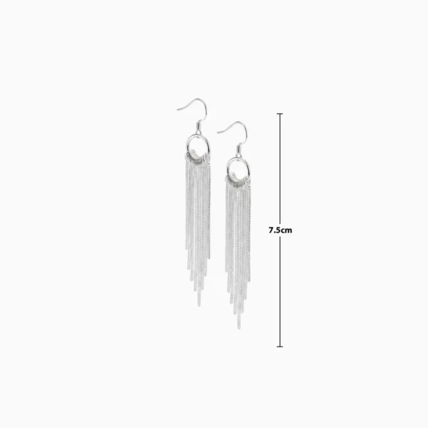 Aretes Largos De Plata Colgantes Plateados