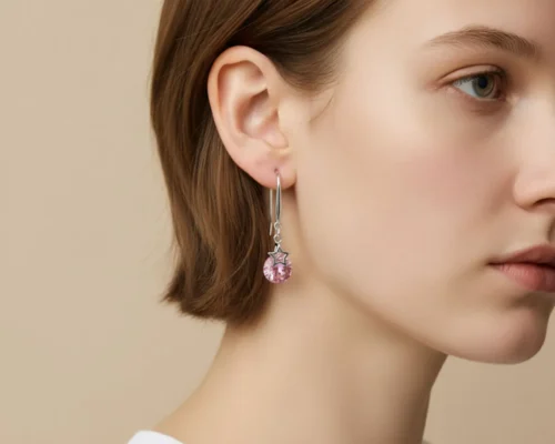 Aretes Largos De Plata Estrella Rosa