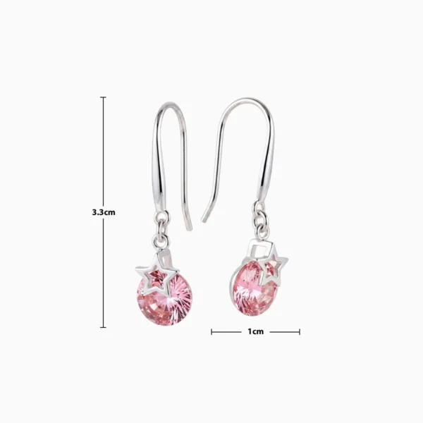 Aretes Largos De Plata Estrella Rosa Aretes Largos De Plata Estrella Rosa