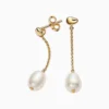 Aretes Largos De Plata Perla Blanca