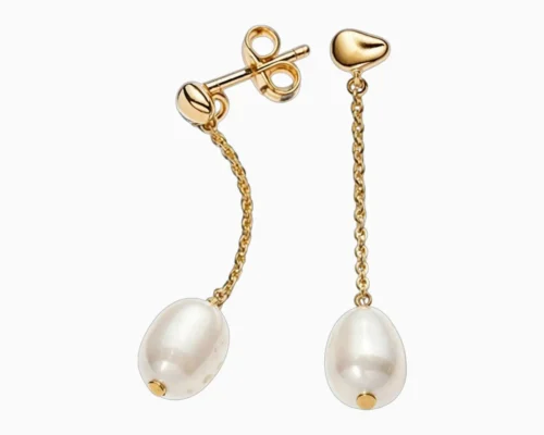 Aretes Largos De Plata Perla Blanca