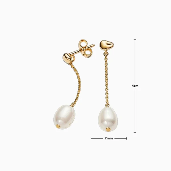 Aretes Largos De Plata Perla Blanca