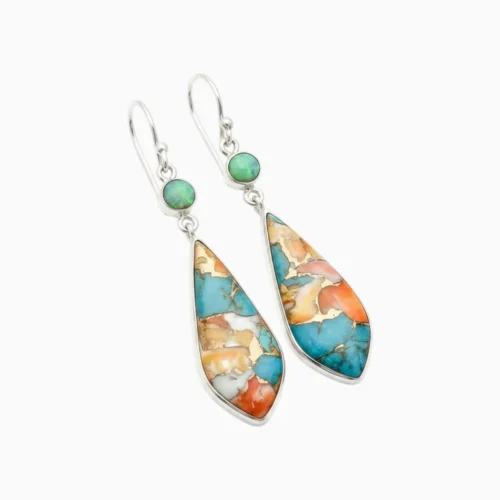 Aretes Largos De Plata Retro Gota