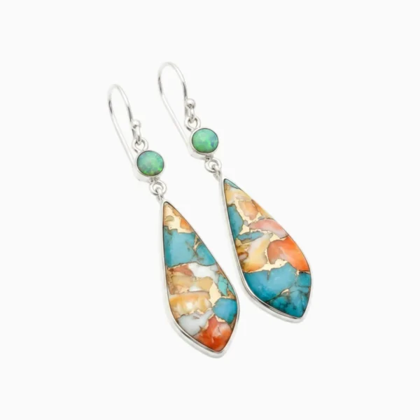 Aretes Largos De Plata Retro Gota