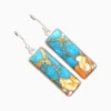 Aretes Largos De Plata Retro Rectangulo