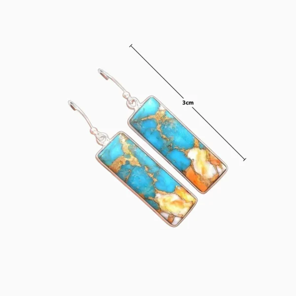 Aretes Largos De Plata Retro Rectangulo