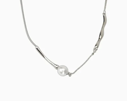 Collar De Oro Blanco Con Perla Collar De Oro Blanco Con Perla