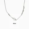 Collar De Oro Blanco Con Perla
