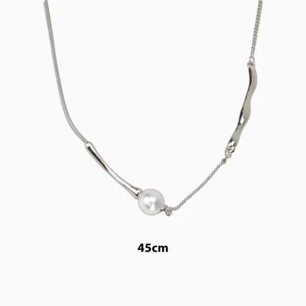 Collar De Oro Blanco Con Perla