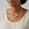 Collar De Oro Blanco Doble Con Perla