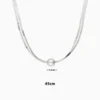 Collar De Oro Blanco Doble Con Perla