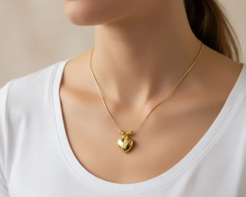 Collar De Oro Dije Corazon Dorado