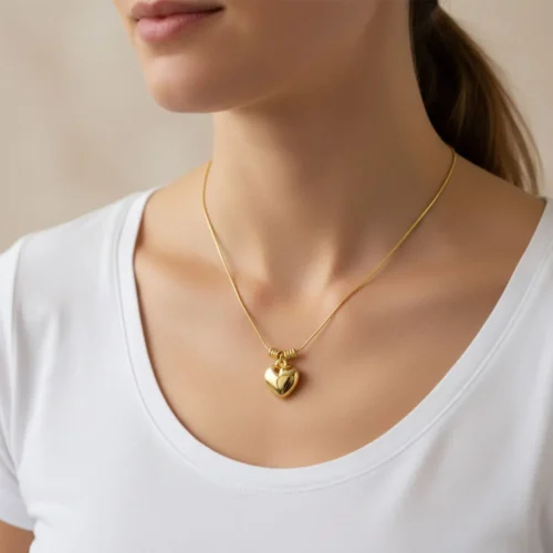 Collar De Oro Dije Corazon Dorado