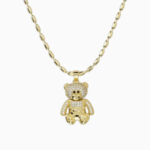 Collar De Oro Dije Oso Brillante