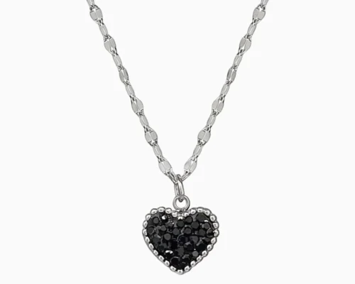 Collar De Acero Dije Corazon Bicolor