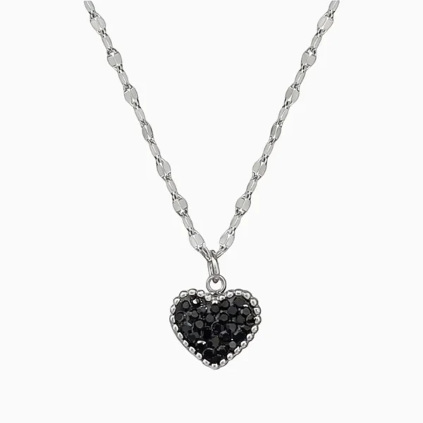 Collar De Acero Dije Corazon Bicolor