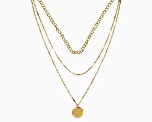 Collar De Acero Dije Dorado