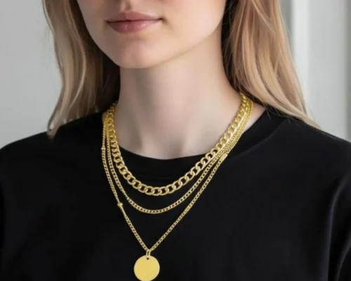 Collar De Acero Dije Dorado