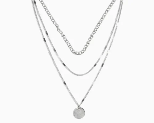 Collar De Acero Dije Plateado