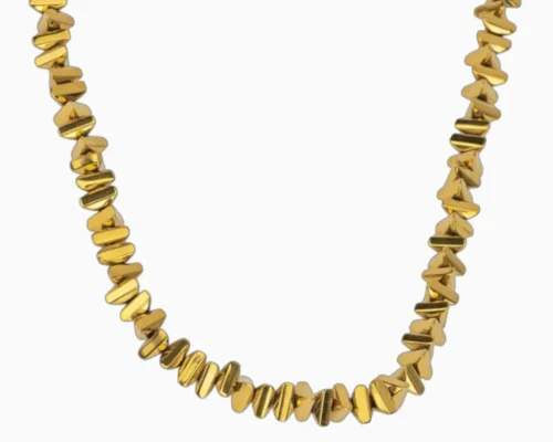 Collar De Acero Diseño Triangulo Dorado