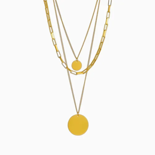 Collar De Acero Doble Dije Dorado