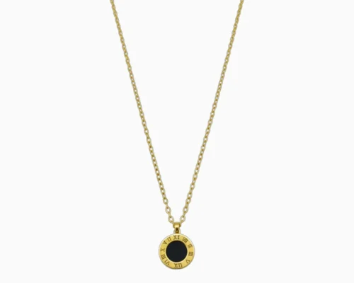 Collar De Acero Numeros Romanos Dorado