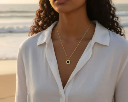 Collar De Acero Numeros Romanos Dorado