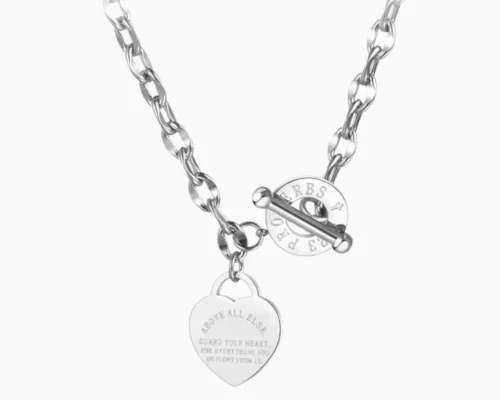 Collar De Acero Placa Corazon