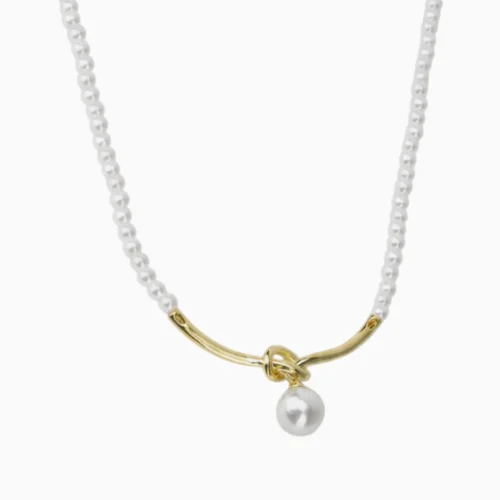 Collar De Oro Cuentas Con Perla