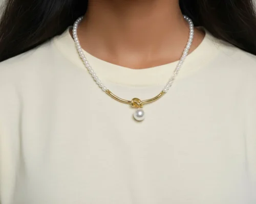 Collar De Oro Cuentas Con Perla