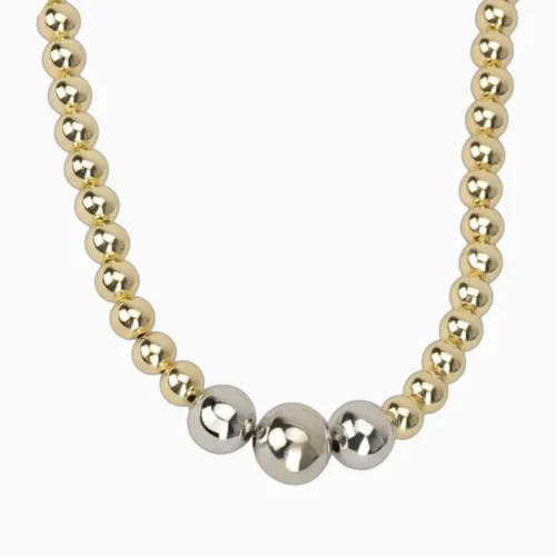 Collar De Oro Cuentas Doble Color